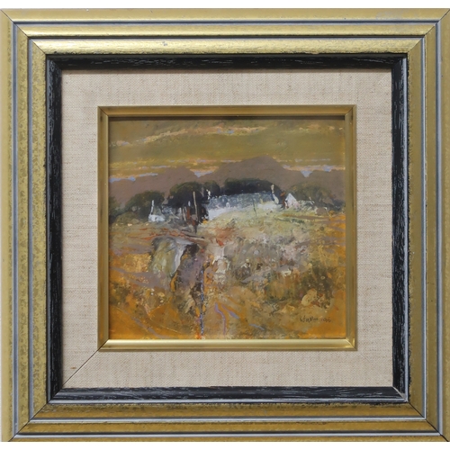 3051 - † GORDON WYLLIE RSW (SCOTTISH 1930-2005)FARM IN THE MORNING - ARGYLLMixed media, 12.5 x 13.5cm (5 x ... 