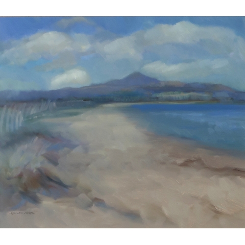 3054 - † I LESLEY MAIN (SCOTTISH 1959-2023)BRODICK BAY AND GOAT FELL, ARRANOil on board, signed lower left,... 