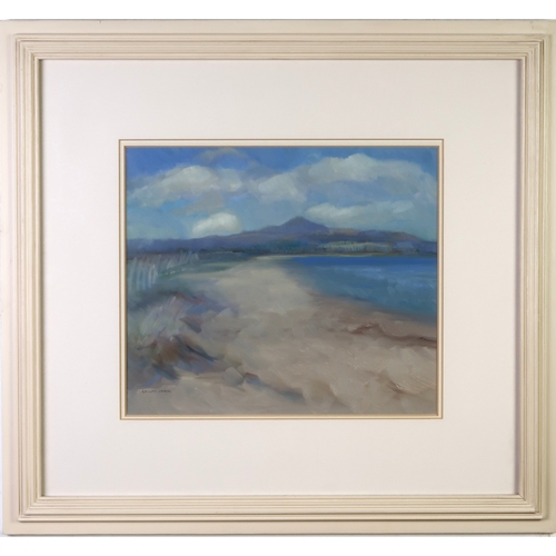 3054 - † I LESLEY MAIN (SCOTTISH 1959-2023)BRODICK BAY AND GOAT FELL, ARRANOil on board, signed lower left,... 