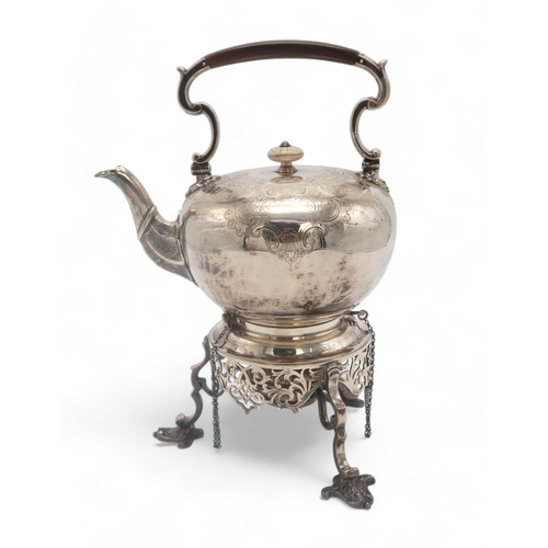 2502A - A LATE-VICTORIAN SILVER SPIRIT KETTLE AND STANDby Hukin & Heath, Sheffield 1894, of spherical fo... 