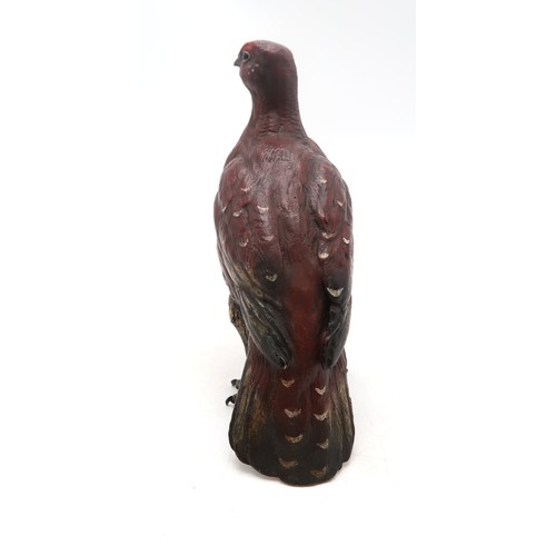 2290 - FRANZ BERGMAN (AUSTRIAN 1861-1936)A cold painted bronze model of a red grouse, painted in natural co... 