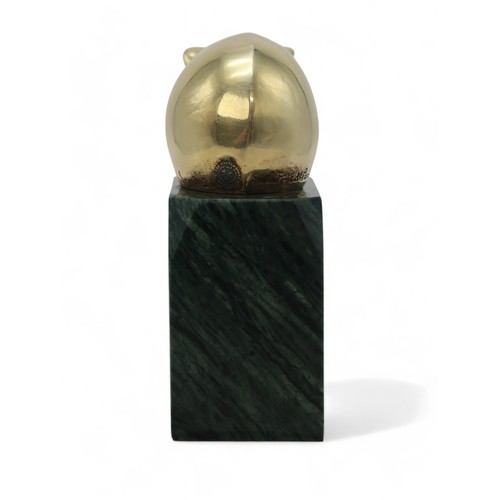 3057 - EDOUARD MARCEL SANDOZ (SWISS 1881-1971)GUINEA PIGSilvered gilt bronze on green marble base, signed, ... 