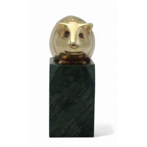 3057 - EDOUARD MARCEL SANDOZ (SWISS 1881-1971)GUINEA PIGSilvered gilt bronze on green marble base, signed, ... 