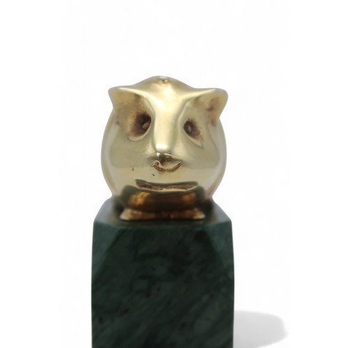 3057 - EDOUARD MARCEL SANDOZ (SWISS 1881-1971)GUINEA PIGSilvered gilt bronze on green marble base, signed, ... 