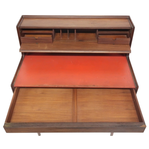 2119 - A MID 20TH CENTURY TEAK RICHARD HORNBY FOR FYNE LADY WRITING DESK superstructure with fitted fa... 