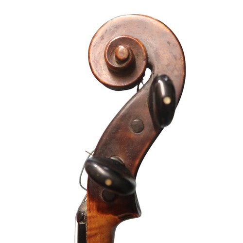 2642B - MATHEW HARDY & SON A Scottish one piece back violin 35cm bearing label to the interior MADE BY M... 