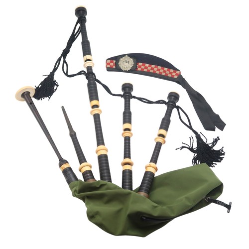 2642F - MACDOUGALL HIGHLAND BAGPIPESA set of full Scottish Highland bagpipes, ebonised with ivory mounts and... 