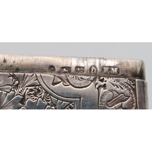 257 - A Victorian silver card case, by Frederick Marson, 1878, of shaped rectangular form, with engraved f... 