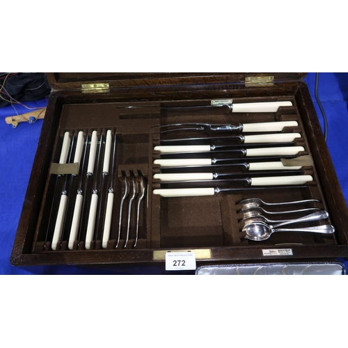 272 - A three drawer canteen of stainless steel ivorine handled cutlery, by Walker and Hall, in the Hanove... 