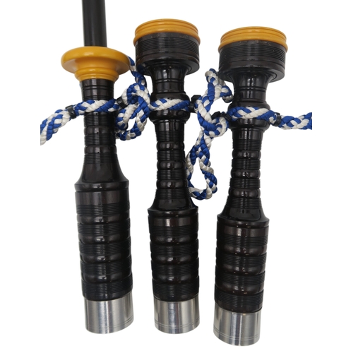 2642J - ROBERT GILLANDERS & SON FORFAR SCOTTISH HIGHLAND BAGPIPESA full set of ebonised, turned stainles... 