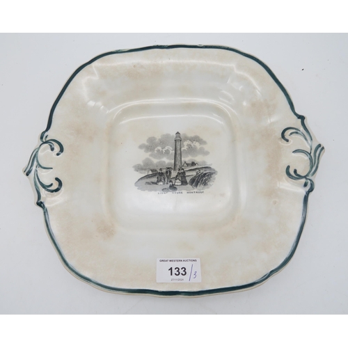 133 - A J & MP Bell pottery plate, with transfer print of the Montrose Light House, together with two ... 