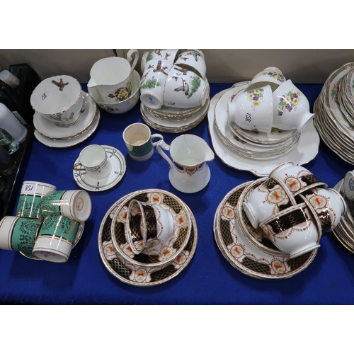 158 - Assorted tea wares including five Royal Doulton cabinet cups and saucers, Crown Staffordshire Game B... 