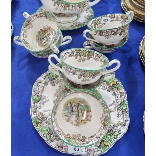 180 - A Copeland Spode's Byron pattern dinner service, together with a Royal Albert Black Rose coffee set