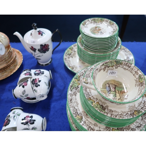 180 - A Copeland Spode's Byron pattern dinner service, together with a Royal Albert Black Rose coffee set