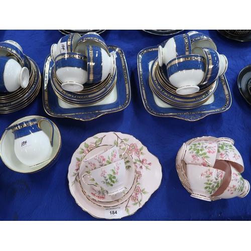 184 - A Wedgwood W868 pattern tea set comprising twelve cups, saucers and plates, milk jug and sugar bowl,... 