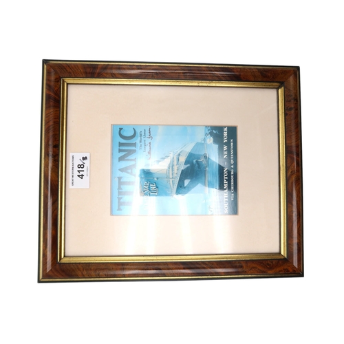 418 - R.M.S. Titanic - a framed White Star line print signed by Millvina Dean, last survivor of the Titani... 