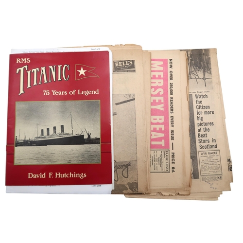 418 - R.M.S. Titanic - a framed White Star line print signed by Millvina Dean, last survivor of the Titani... 