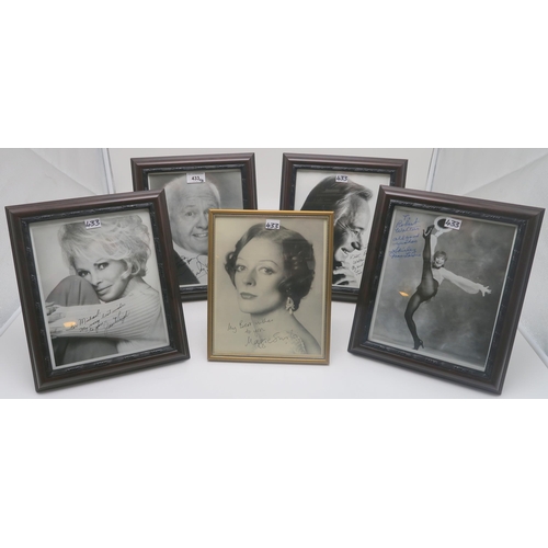 433 - AUTOGRAPHSFramed portrait photographs of Hollywood stars Janet Leigh, Jack Lemmon, Shirley MacLaine,... 