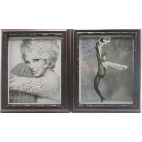 433 - AUTOGRAPHSFramed portrait photographs of Hollywood stars Janet Leigh, Jack Lemmon, Shirley MacLaine,... 