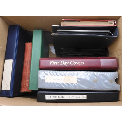 496 - A boxed 8 folder and book stamp collection to include first day covers, Queen Elizabeth pre and post... 