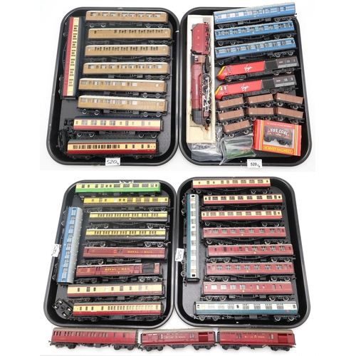 520 - An assortment of loose Hornby 00-gauge railway passenger and mail cars, including blue 'Royal Scot' ... 