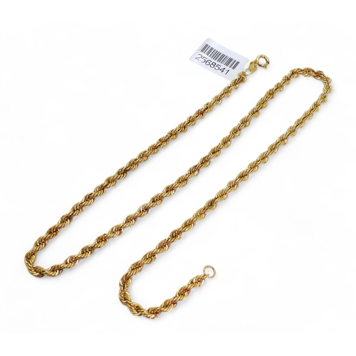 727 - A 46cm 9ct gold rope chain, weight 4.8gms