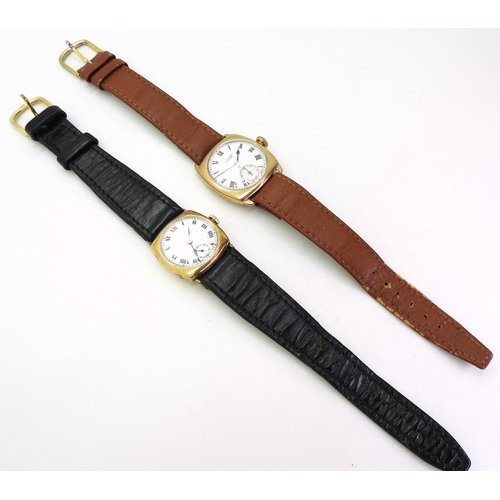 737A - An 18ct gold cased gents Zenith watch, diameter 2.5cm, weight with strap and mechanism 28gms, togeth... 