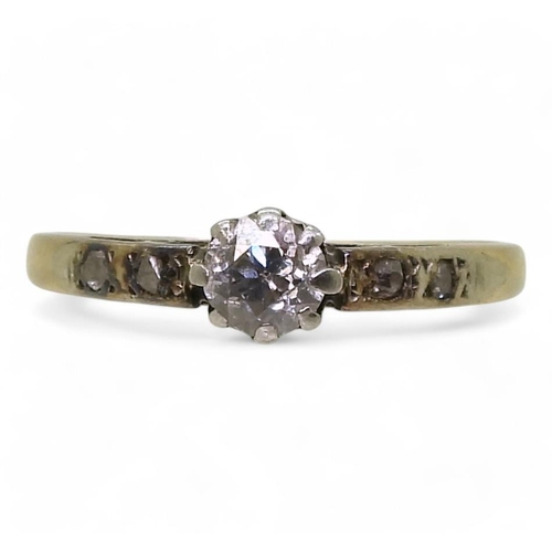 767 - A 9ct gold diamond solitaire ring, set with an estimated approx 0.20cts, size K1/2, weight 1.8gms