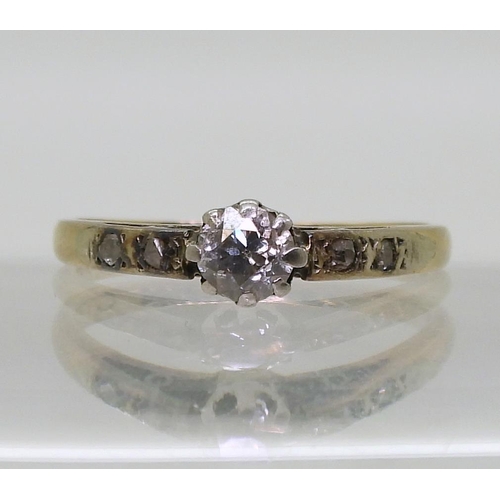 767 - A 9ct gold diamond solitaire ring, set with an estimated approx 0.20cts, size K1/2, weight 1.8gms