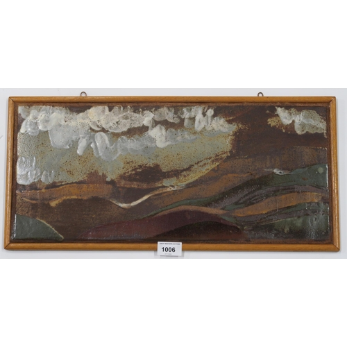 1006 - CONTEMPORARY SCHOOL LANDSCAPE Mixed media on ceramic plaque, 23 x 51cm ... 