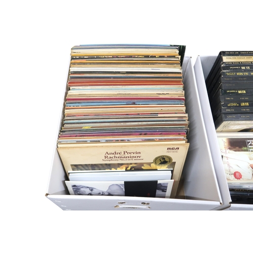 472 - Three Large Boxes of LP Records, Singles, CDs and Tapes. predominantly of Classical and Orchestral M... 