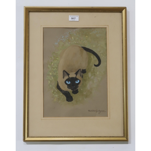 917 - RALSTON GUDGEON RSW (SCOTTISH 1910-1984) SIAMESE CAT Watercolour, signed lower right, 35 x 24cm... 