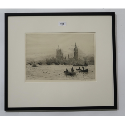 948 - ROWLAND LANGMAID (BRITISH 1897-1956) HOUSE OF PARLIAMENT AND BIG BEN Etching, signed lower... 