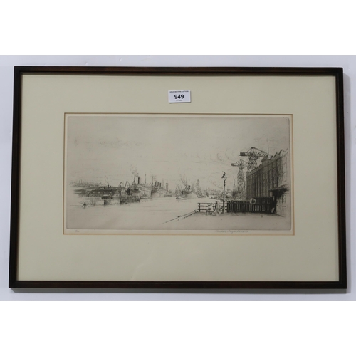 949 - ALASDAIR MACFARLANE (SCOTTISH 1902-1960) OLD SHIPYARD Etching, signed lower right, 21 x 39... 