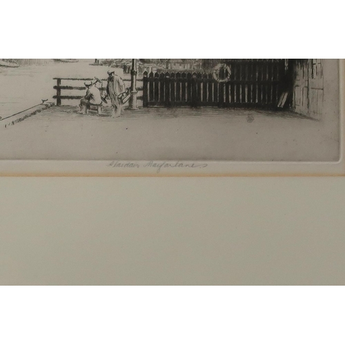 949 - ALASDAIR MACFARLANE (SCOTTISH 1902-1960) OLD SHIPYARD Etching, signed lower right, 21 x 39... 