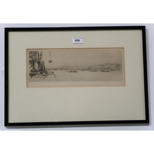 950 - WILLIAM WALCOT RE RBA (BRITISH 1874-1943) THE THAMES  Etching, signed lower right, 13... 