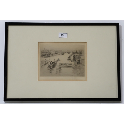 951 - WILLIAM WALCOT RBA RE (BRITISH 1874-1943) THE TYNE Etching, signed lower right, 16.5 x 20c... 