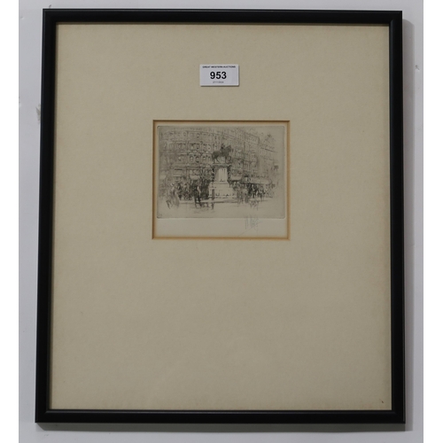 953 - WILLIAM WALCOT RBA RE (BRITISH 1874-1943) CHARING CROSS Etching, signed lower right, 12 x ... 