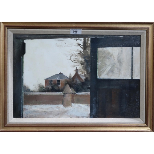 965 - IAN HOUSTON (ENGLISH 1924-2021) WINTER Oil on board, signed lower right, 29 x 44cm Title inscribed t... 