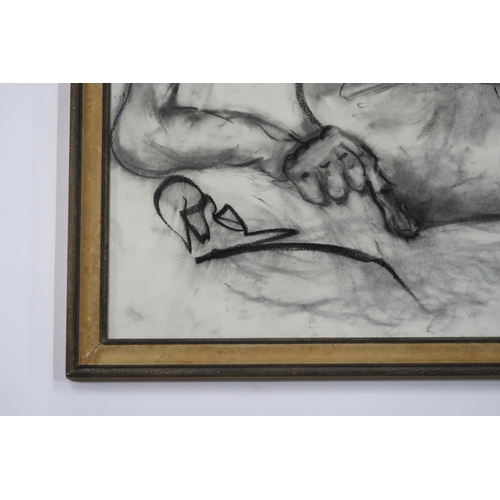 973 - CONTEMPORARY SCHOOL NUDE RECLINED Charcoal, signed lower left, 54 x 60cm Together wit... 