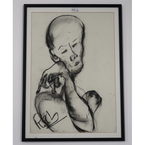 973 - CONTEMPORARY SCHOOL NUDE RECLINED Charcoal, signed lower left, 54 x 60cm Together wit... 