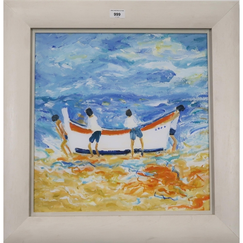 999 - JUNE TODD (SCOTTISH CONTEMPORARY) THE BOAT Oil on board, signed lower left, 44.5 x 42cm... 