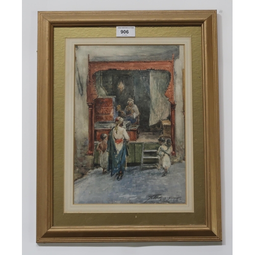 906 - POLLOCK SINCLAIR NISBET ARSA RSW (SCOTTISH 1848-1922) MOROCCAN SOUK Watercolour, signed lower right,... 