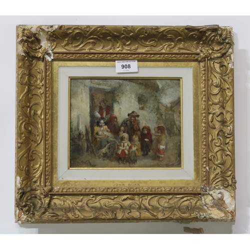 908 - JOHN BURR RBA ROI ARWS (SCOTTISH 1831-1893) A WANDERING MINISTREL Oil on board, signed low... 