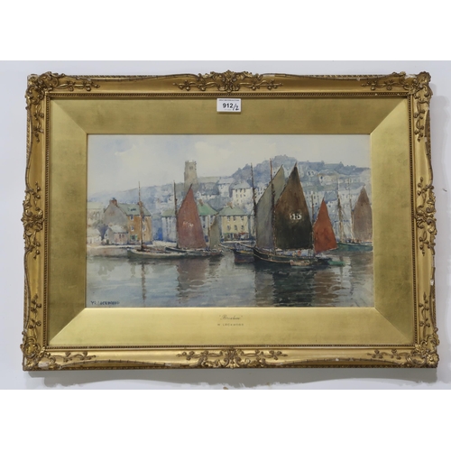 912 - W. LOCKWOOD (20th CENTURY SCHOOL) BRIXHAM Watercolour, signed lower left, 27 x 45cm  Together with a... 