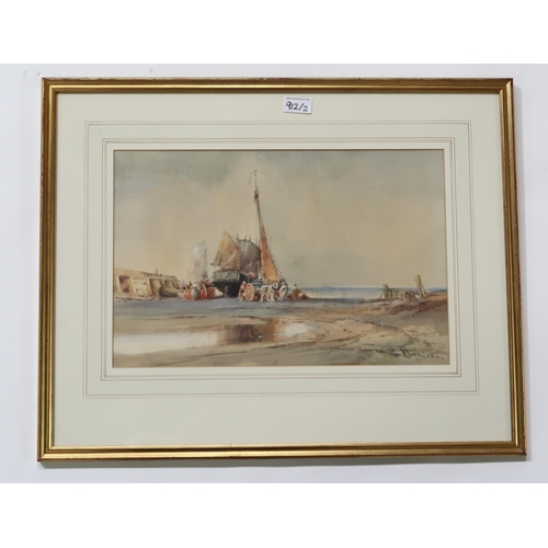 912 - W. LOCKWOOD (20th CENTURY SCHOOL) BRIXHAM Watercolour, signed lower left, 27 x 45cm  Together with a... 