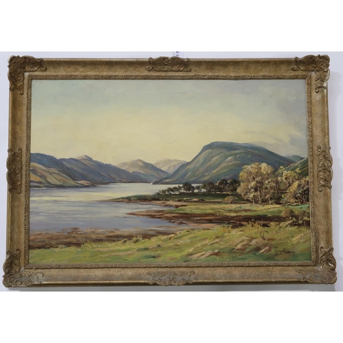 914 - JOHN GEORGE MATHIESON (SCOTTISH 1880-1954) LOCH VIEW Oil on canvas, signed lower right, 49... 