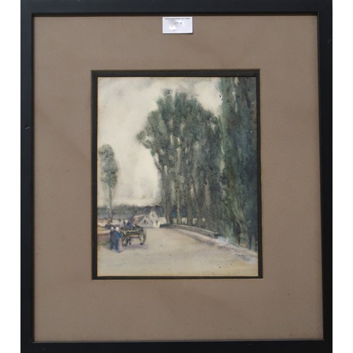 962 - 20th CENTURY SCHOOL COACH SCENE Watercolour, indistinctly signed lower right, 25 x 20cm... 