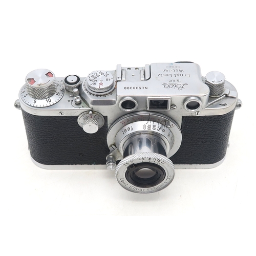 2648A - A LEICA IIIF RANGEFINDER CAMERACirca-1950, in chrome, serial no. 539300, fitted with a Leitz Elmar f... 