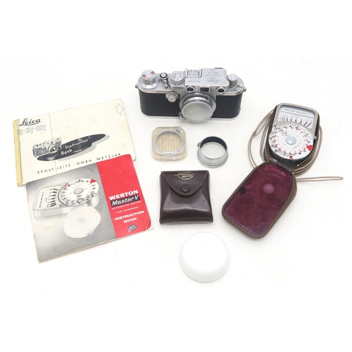 2648A - A LEICA IIIF RANGEFINDER CAMERACirca-1950, in chrome, serial no. 539300, fitted with a Leitz Elmar f... 